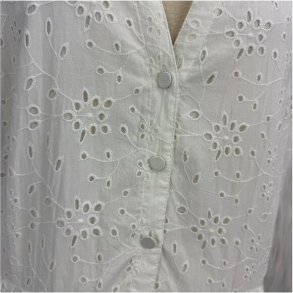 J. Crew Factory‎ Eyelet Midi Dress Puff Sleeve Boho Summer Graduation Coastal - Picture 8 of 16